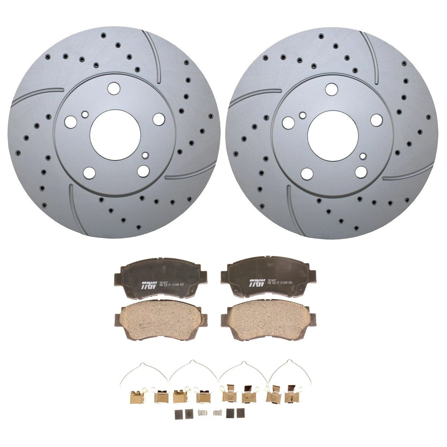 Front Brake Kit with 275mm Drilled Rotors & TRW Pro Ceramic Pads for ES300 Avalon Camry (1992–2006)
