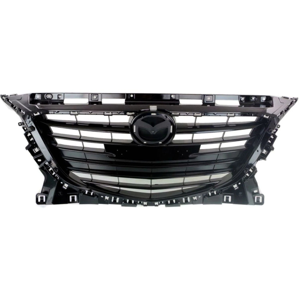 Replacement Black Gloss/Painted Plastic Front Grille For 2014-2016 Mazda Mazda 3