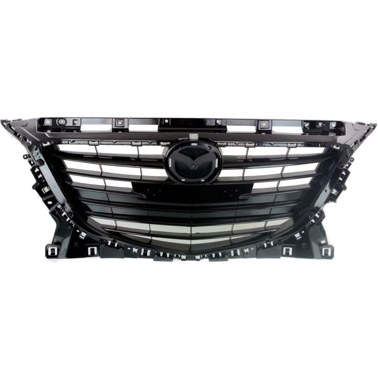 Replacement Black Gloss/Painted Plastic Front Grille For 2014-2016 Mazda Mazda 3