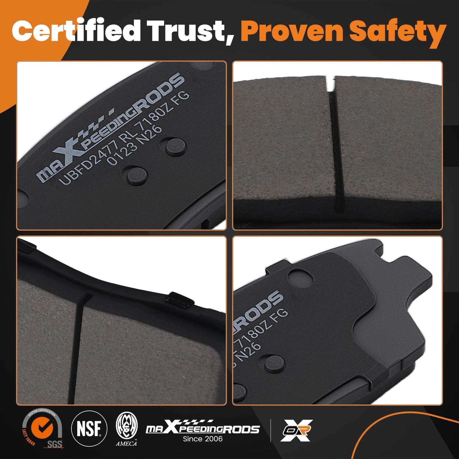 Set of 4 Front Ceramic Brake Pads for Hyundai Elantra (2017–2020) / Kia Sportage (2017–2022)