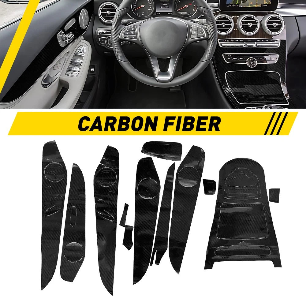 Carbon Fiber Pattern Interior Trim Decal for Mercedes Benz C-Class GLC (2015–2018)