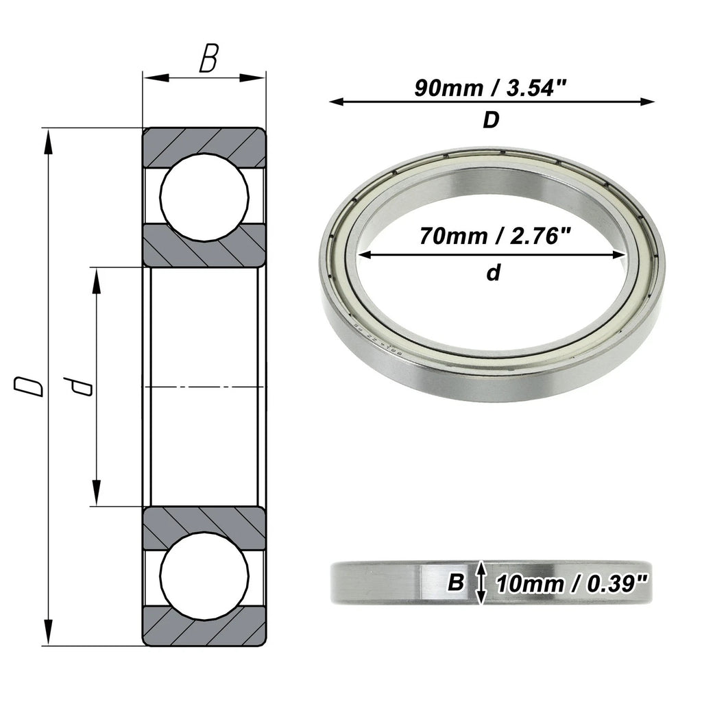 Deep Groove Ball Bearing P5 for Scooter Skateboard Wheel (70x90x10mm)