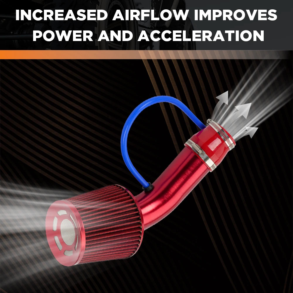 76mm Aluminum Cold Air Intake Induction Pipe Hose Tube - Red