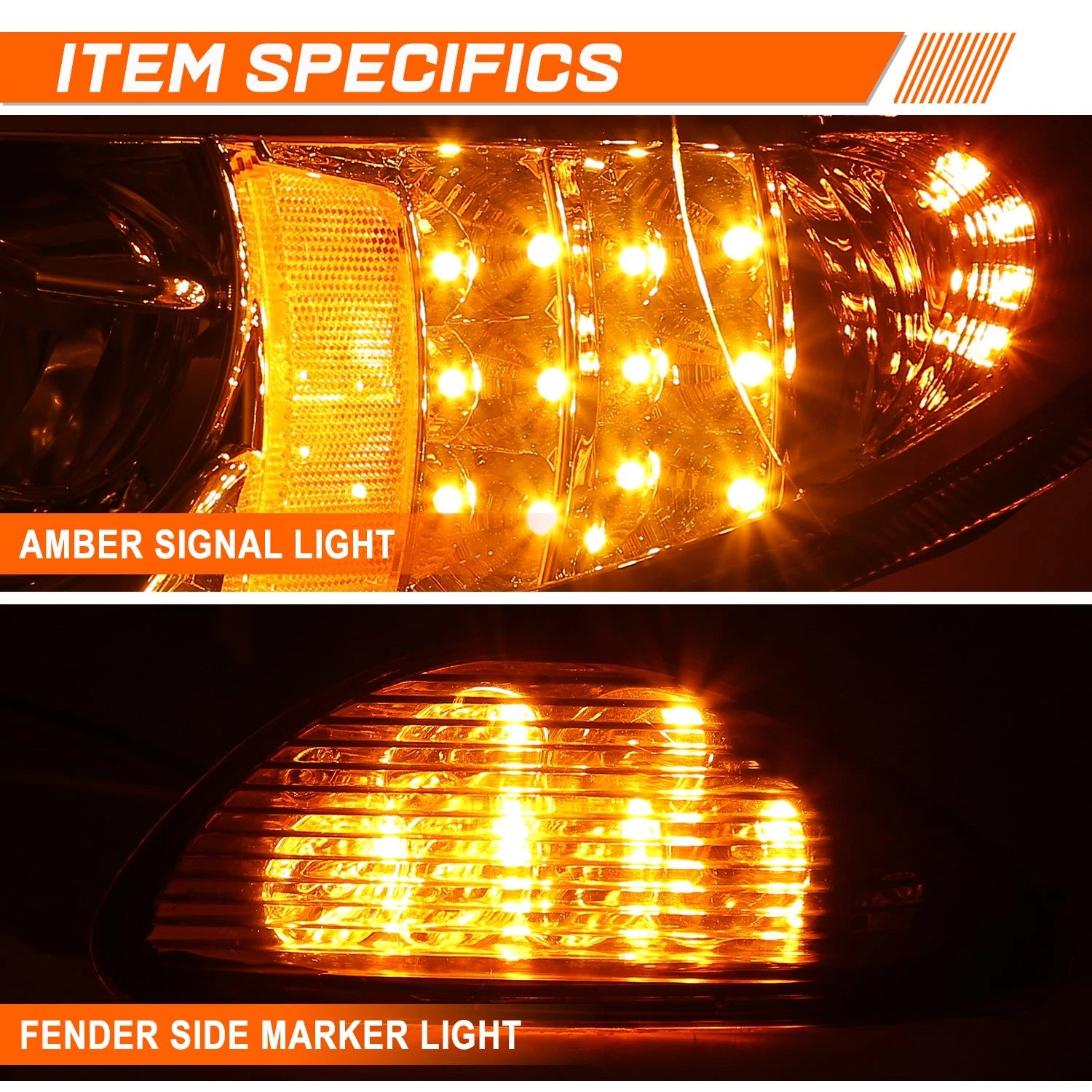Full LED DRL Headlights Chrome/Amber for International Harvester 4100-8600 (2002–2015)