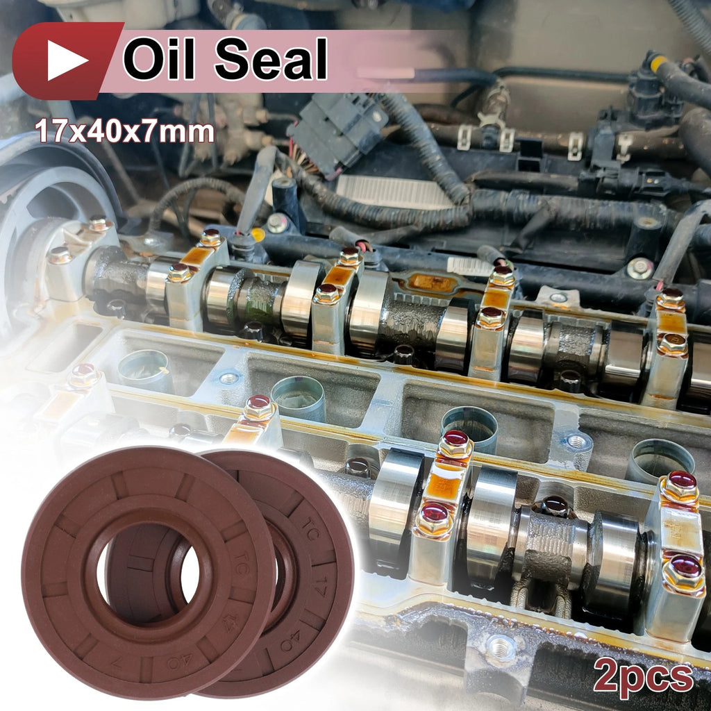 Set of 2 Oil Seal Rotary Shaft Seal FKM Rubber 17x40x7mm