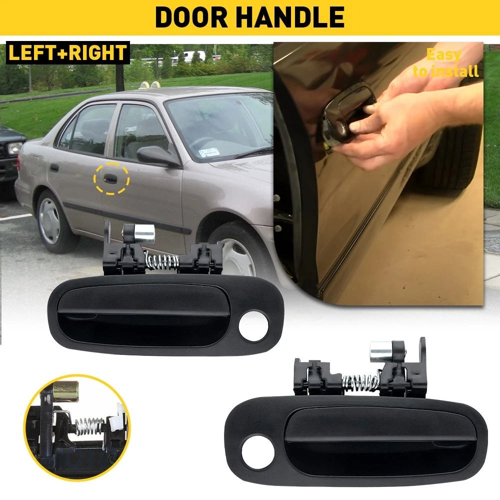 Set of 2 Outside Door Handle Light Black for Toyota Corolla, Chevy Prizm