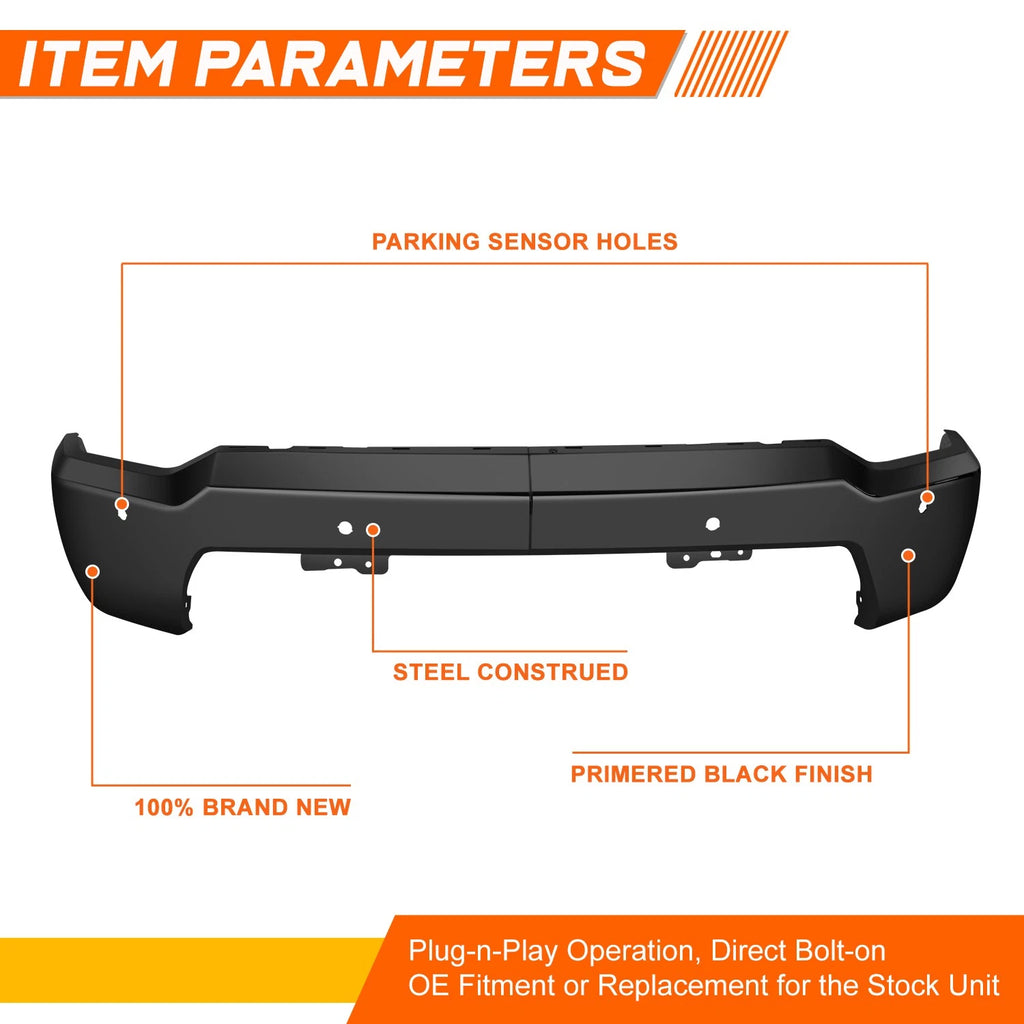 Front Bumper Face Bar for Chevy Silverado 2500 3500 HD (2020–2023) w/Sensor Hole Black