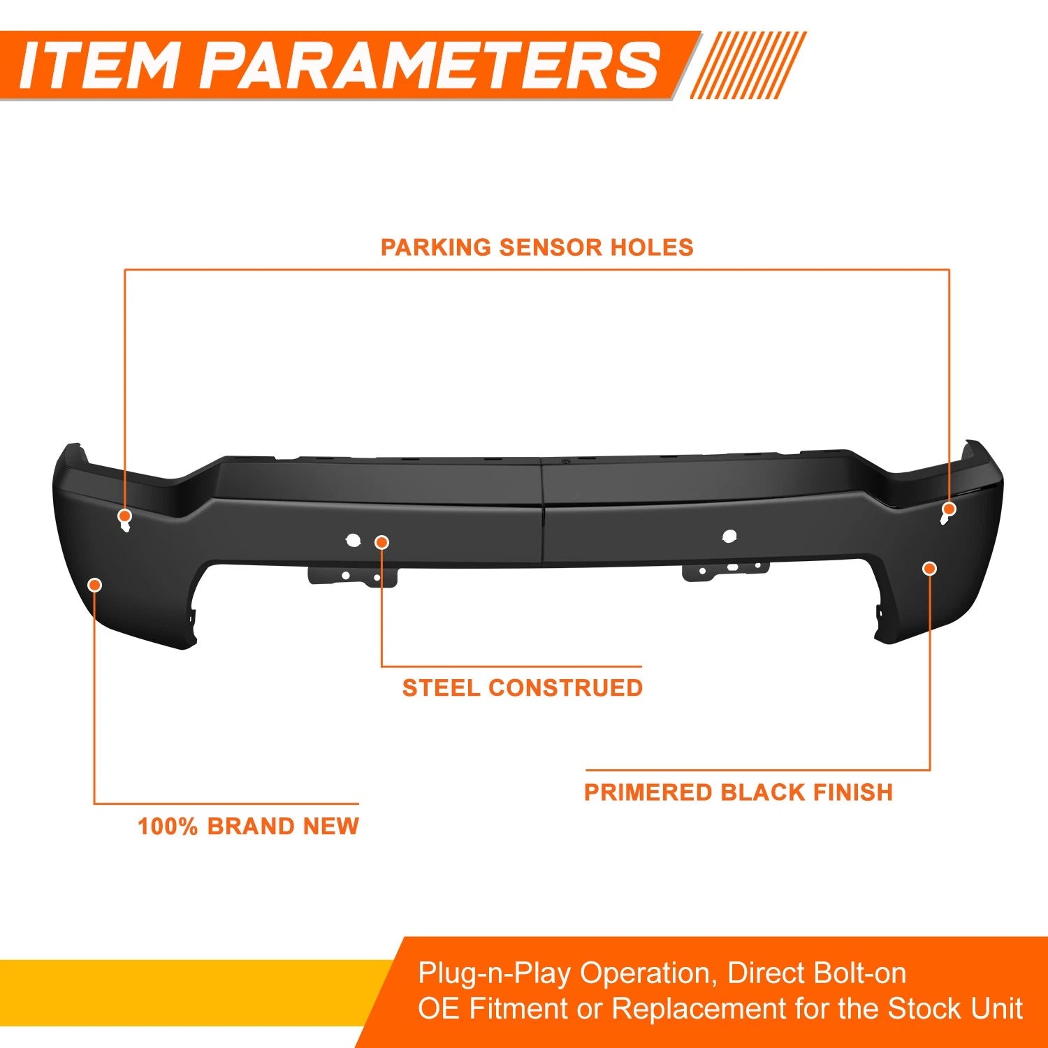 Front Bumper Face Bar for Chevy Silverado 2500 3500 HD (2020–2023) w/Sensor Hole Black