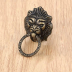 2Pcs Antique Lion Head Cabinet Drawer Pull Handle Knob