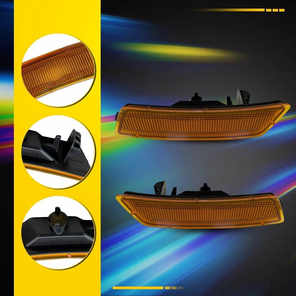 2Pcs Amber Bumper Side Marker Light Housings for Volkswagen Beetle (2012–2019)