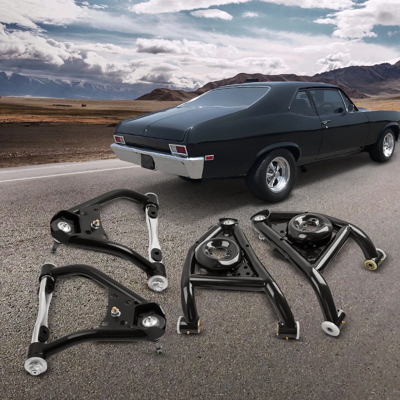 Set of 2 Upper Lower Tubular Control Arms for Camaro Nova Omega (1967–1974)