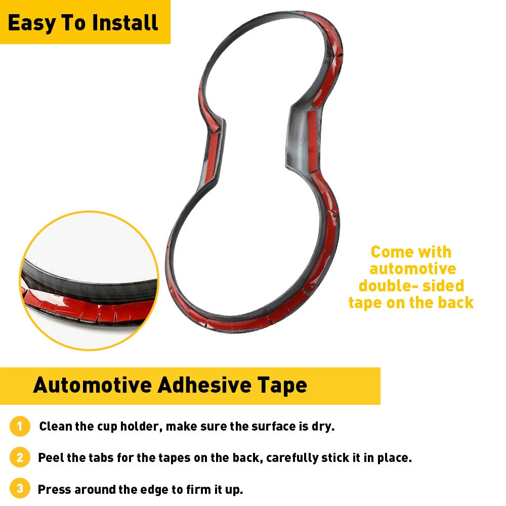 Cup Holder Cover for Ford Mustang (2015–2023) Carbon Fiber Trim
