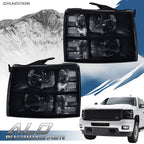 Smoke Lens Black Housing Headlights for Chevy Silverado 1500/2500/3500 (2007–2013)
