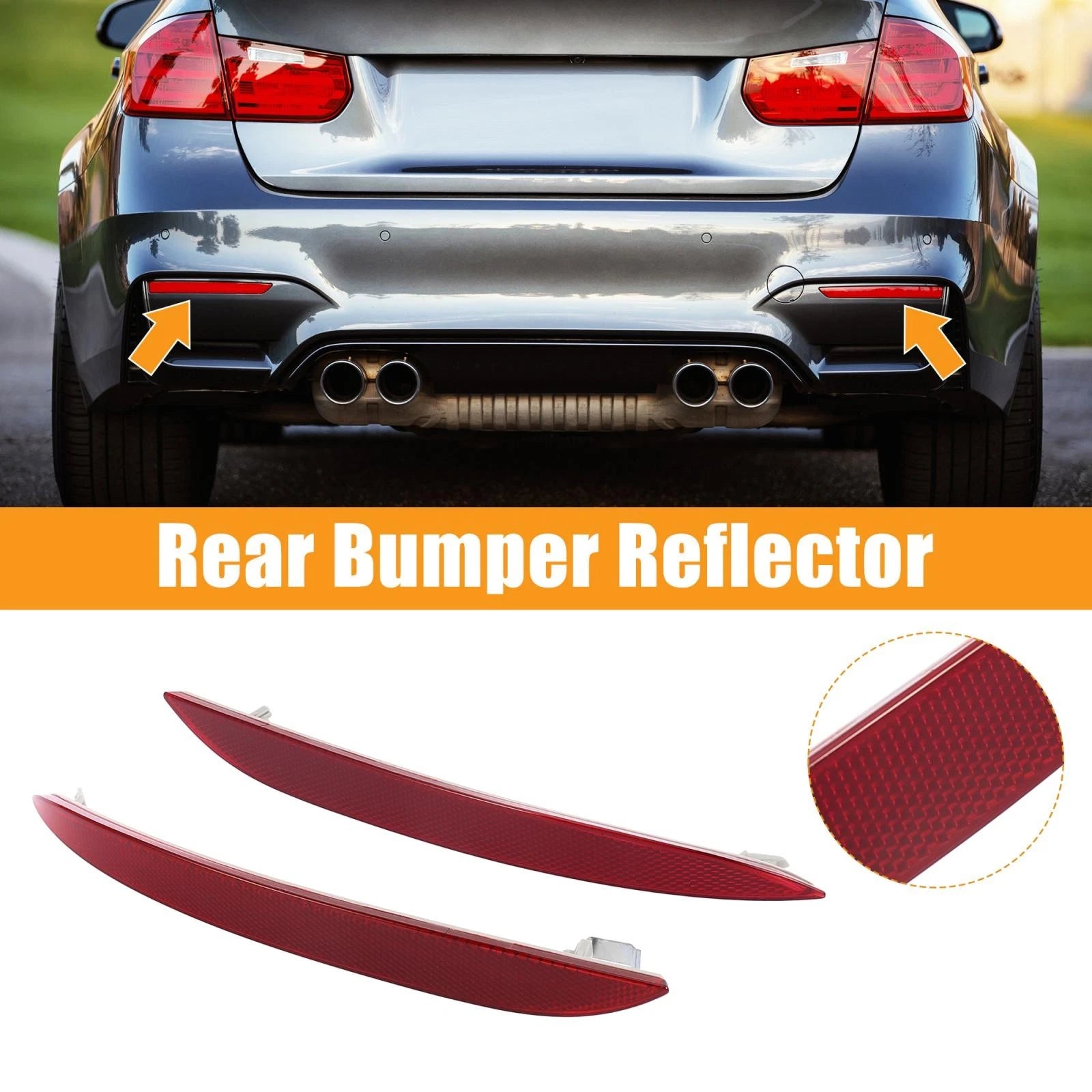 Pair Rear Bumper Reflectors for BMW 528i 550i (2011–2016) 63147183913 63147183914