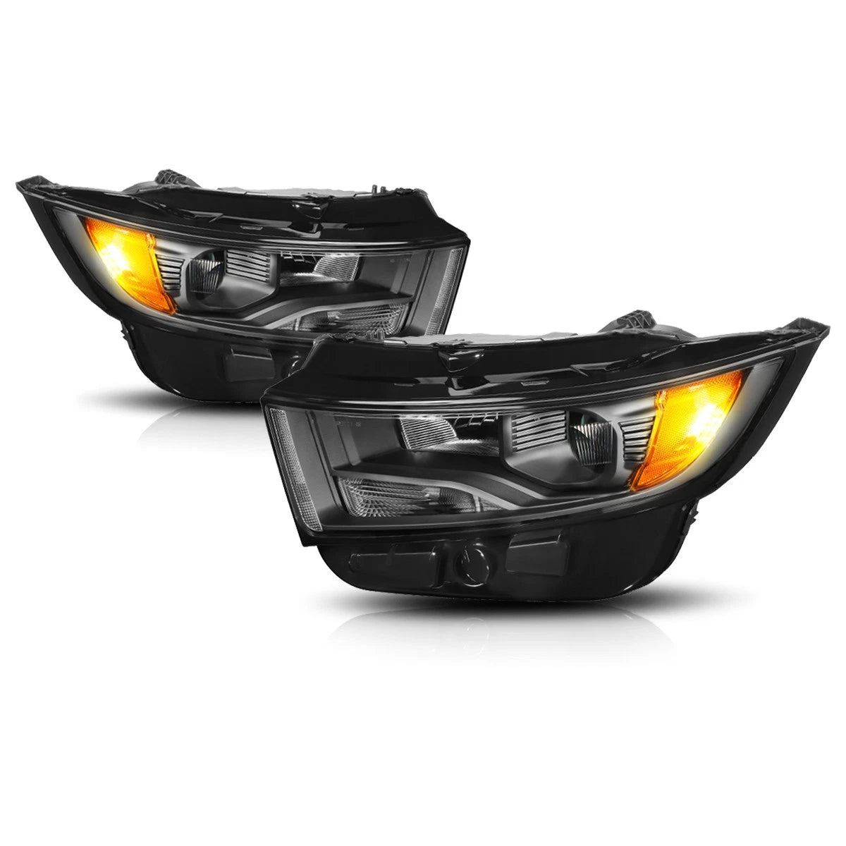 Projector Headlights for Ford Edge (2015–2018) - Black Housing, Amber Signal