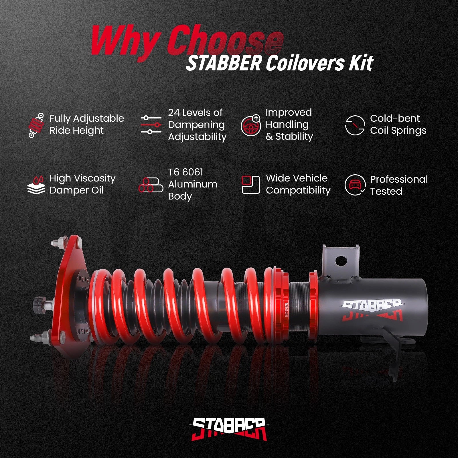 STABBER 24 Level Adjustable Coilovers for Subaru BRZ Toyota 86 (2012–2020)