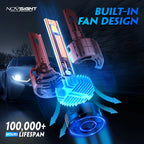 Set of 2 9012 HIR2 LED Headlight Bulbs for NOVSIGHT (6500K)