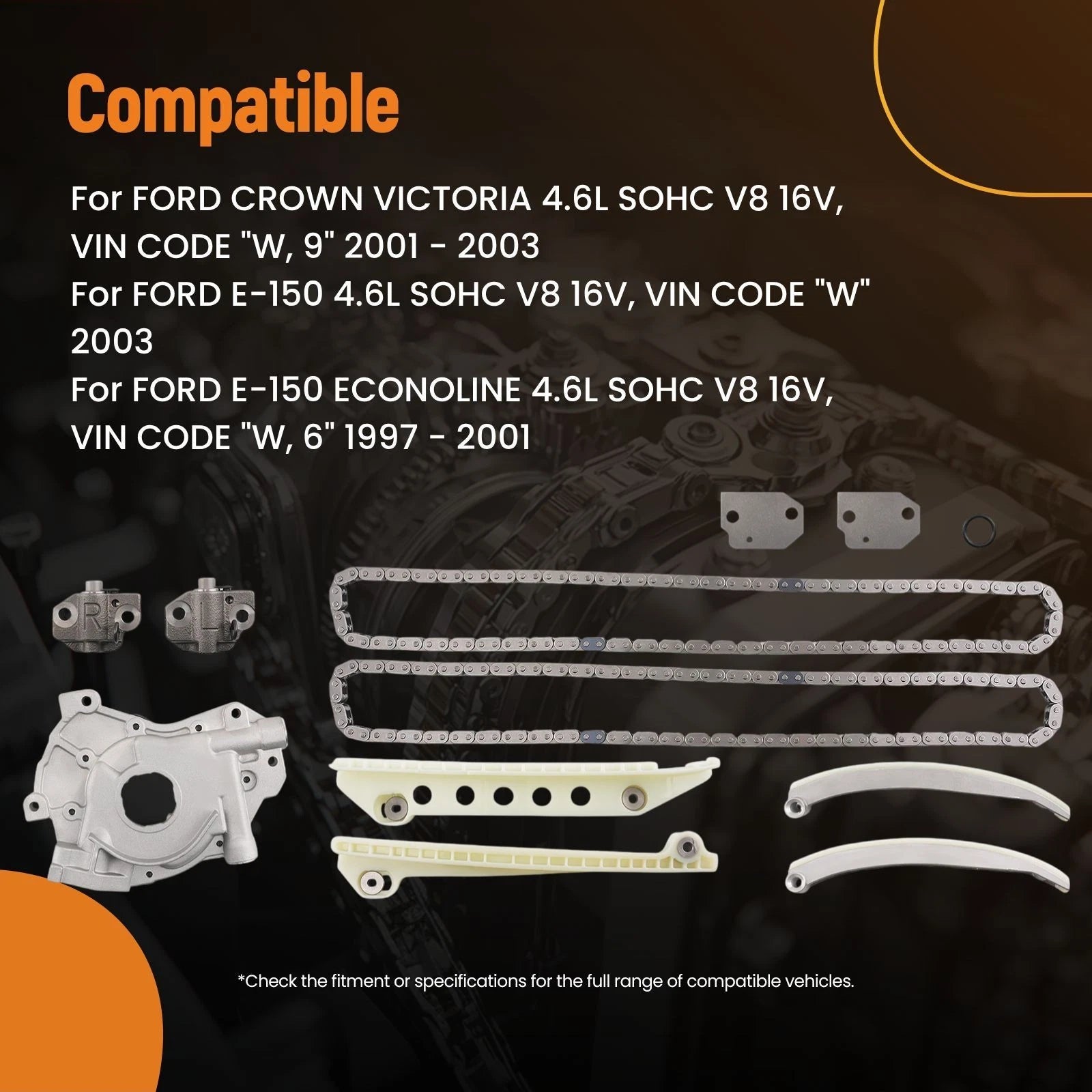 Engine Timing Chain Kit for Ford Expedition 4.6L SOHC (1997–2003) 90387SHX