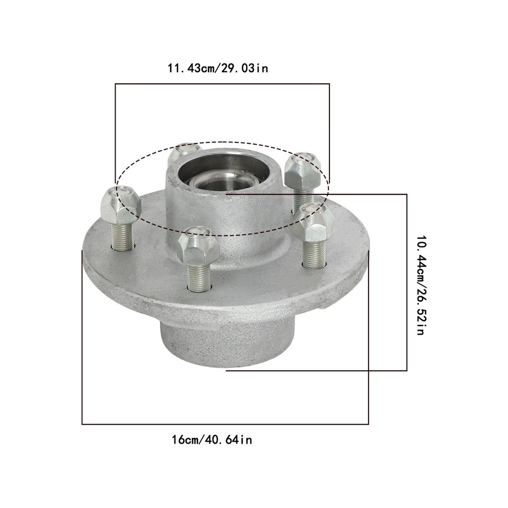 Pre Greased Trailer Hub for 3500lb Trailer Axle (5 on 4.5")