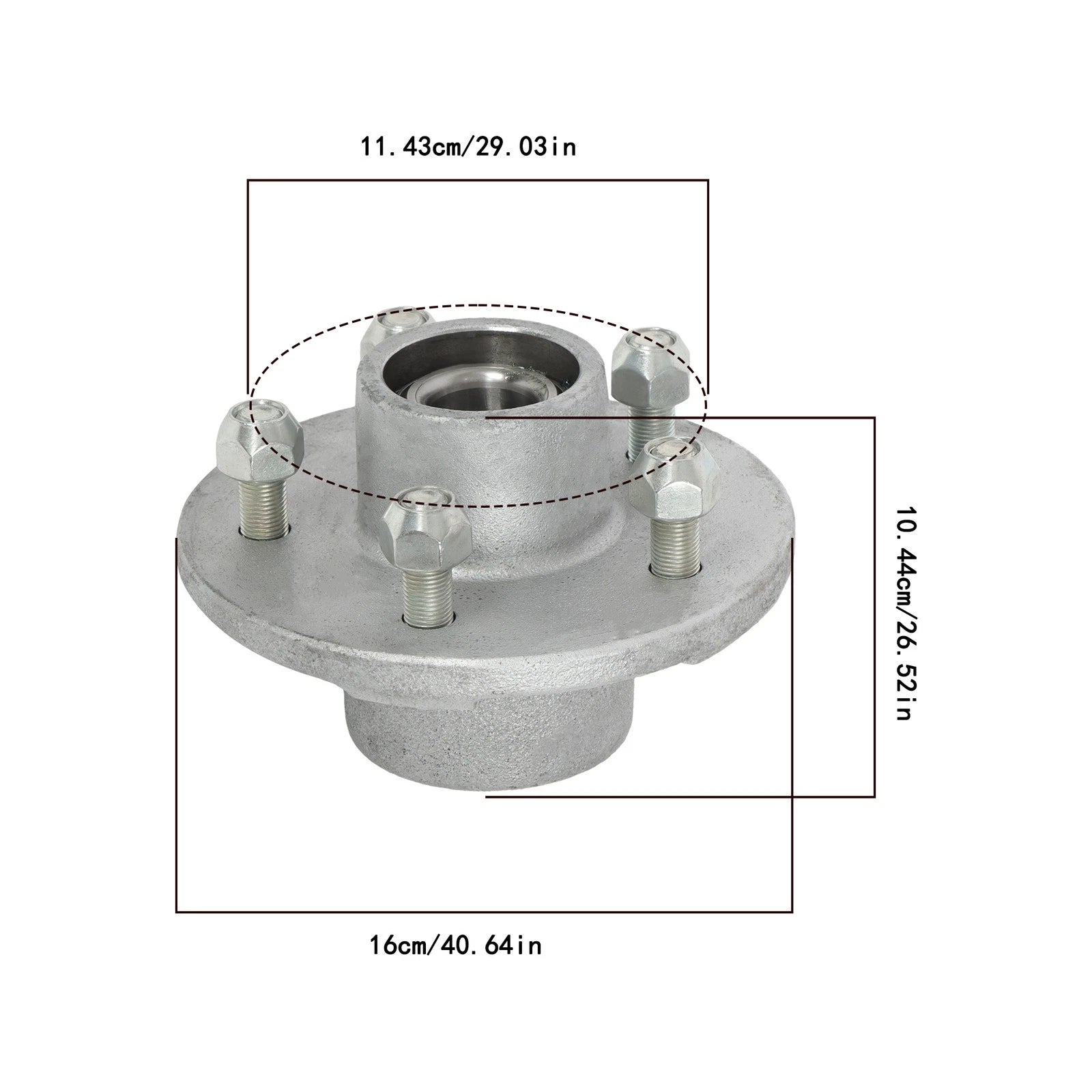 Pre Greased Trailer Hub for 3500lb Trailer Axle (5 on 4.5")