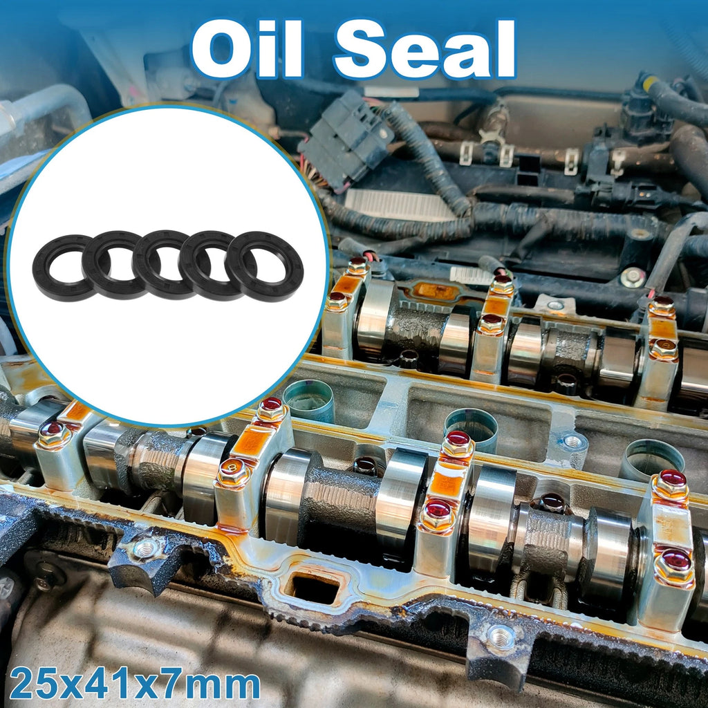 Set of 5 Oil Seal Rotary Shaft Seal for Various Models (25x41x7mm)