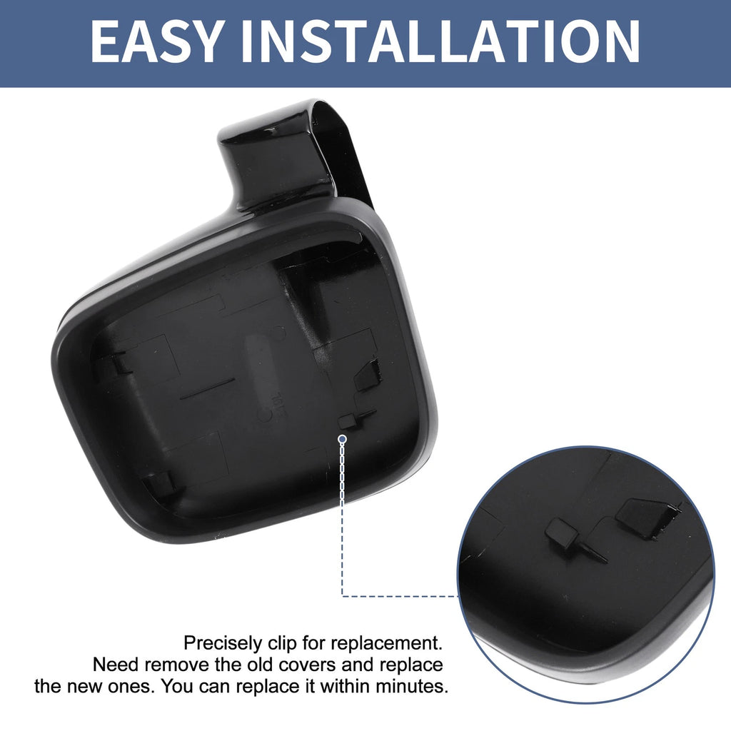 Mirror Cover Cap Set of 2 Gloss Black for Volkswagen Transporter 