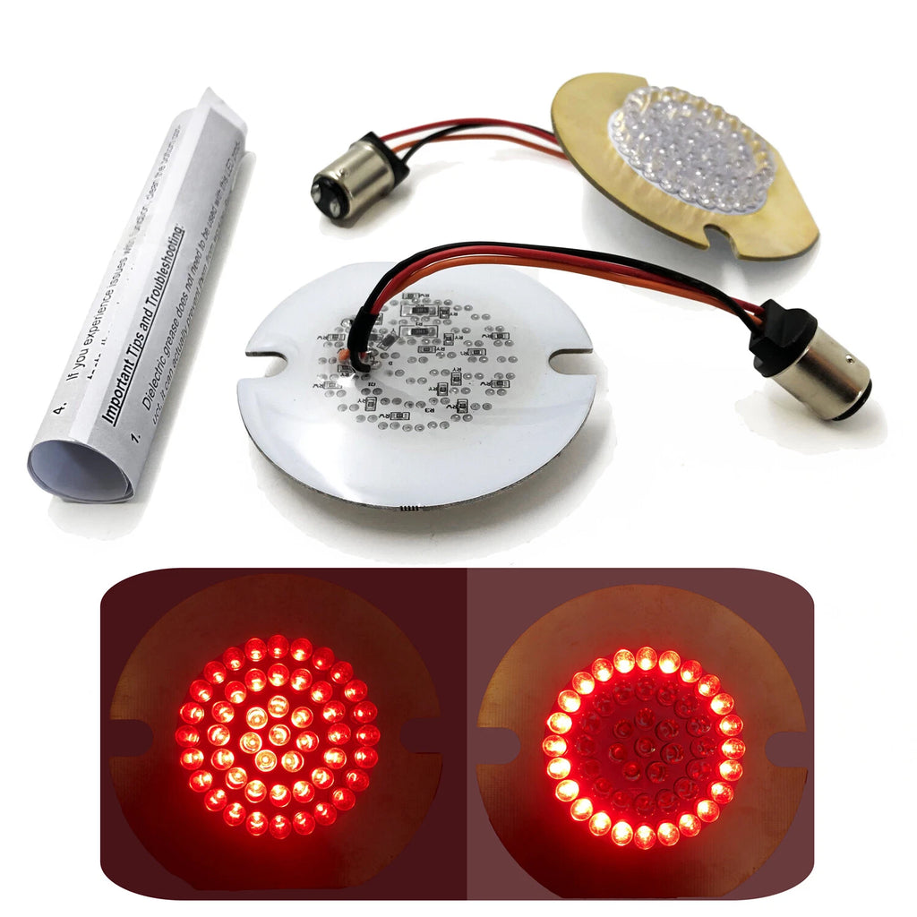 2X 3" Red Flat Style 1157 Rear Turn Signal LED Inserts for Harley Davidson (USA)