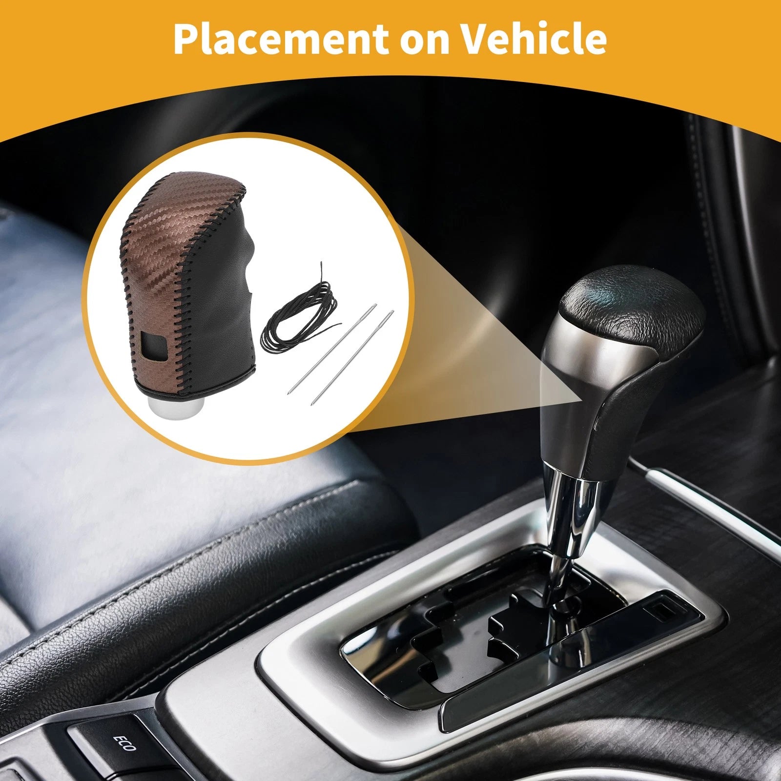Gear Shift Knob Cover for Nissan Altima (2019–2024) Brown Carbon Fiber