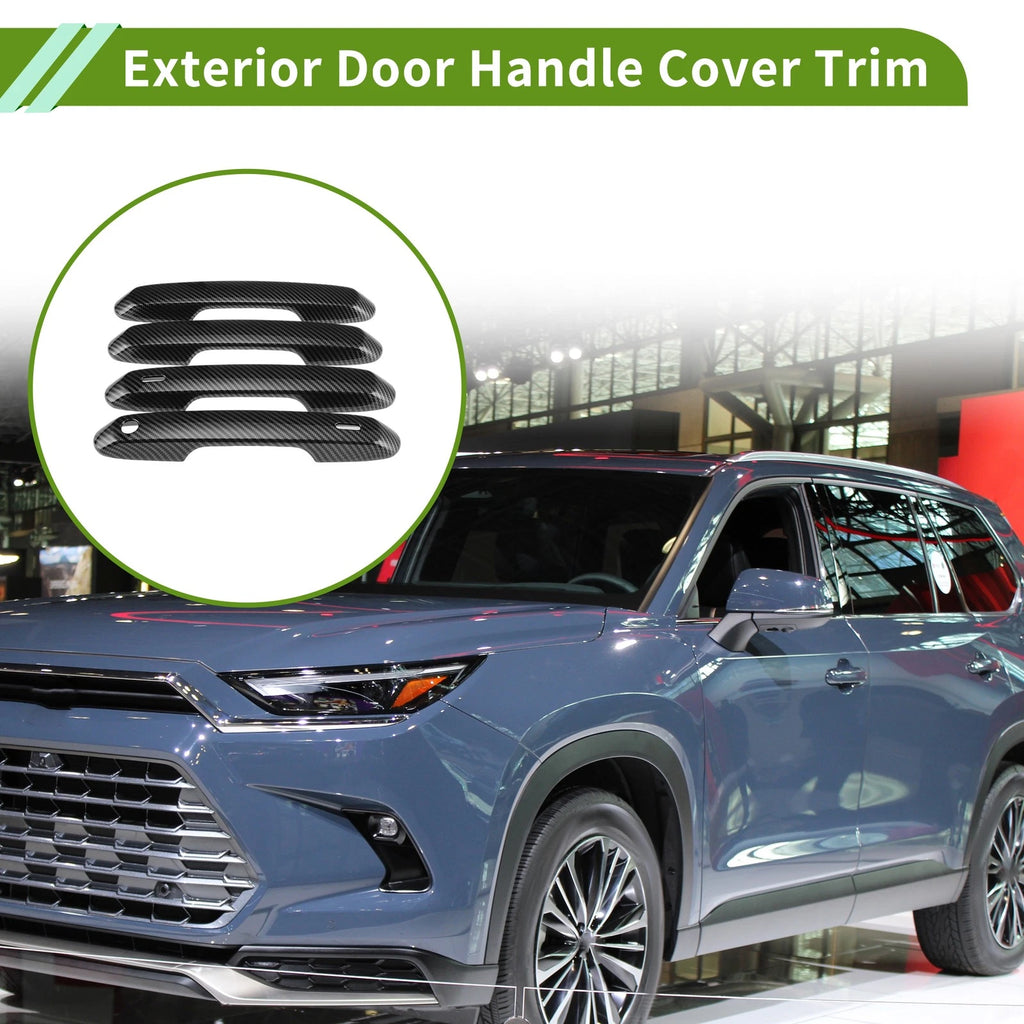 Set of 1 Exterior Door Handle Cover for Toyota Grand Highlander (2024) Carbon Fiber Black