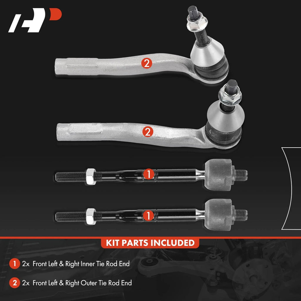 Set of 4 Front Inner & Outer Tie Rod Ends for Mercedes W205 C300 (2015–2021)
