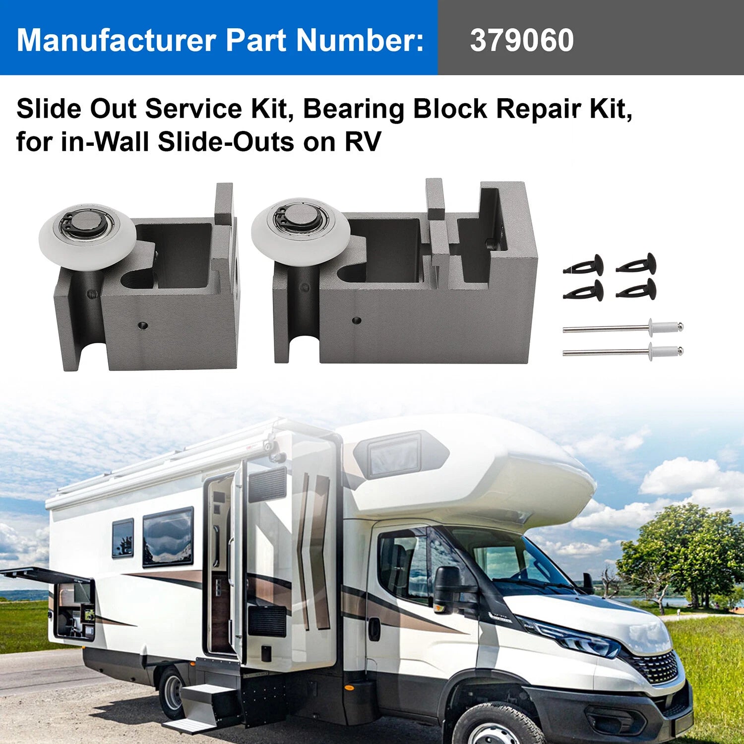 Slide Out Service Kit 379060 with Roller Shoe for RV (In-Wall Slide-Outs)