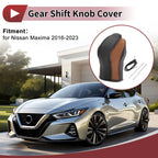 Gear Shift Knob Cover for Nissan Maxima (2016–2023) Black Brown Faux Leather