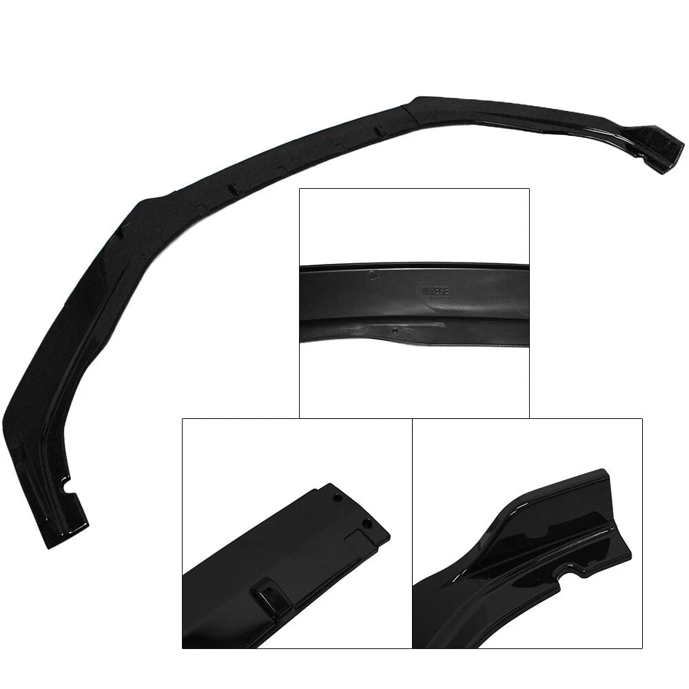 3PC Glossy Black Front Bumper Lip Splitter for Honda Accord (2018–2020)