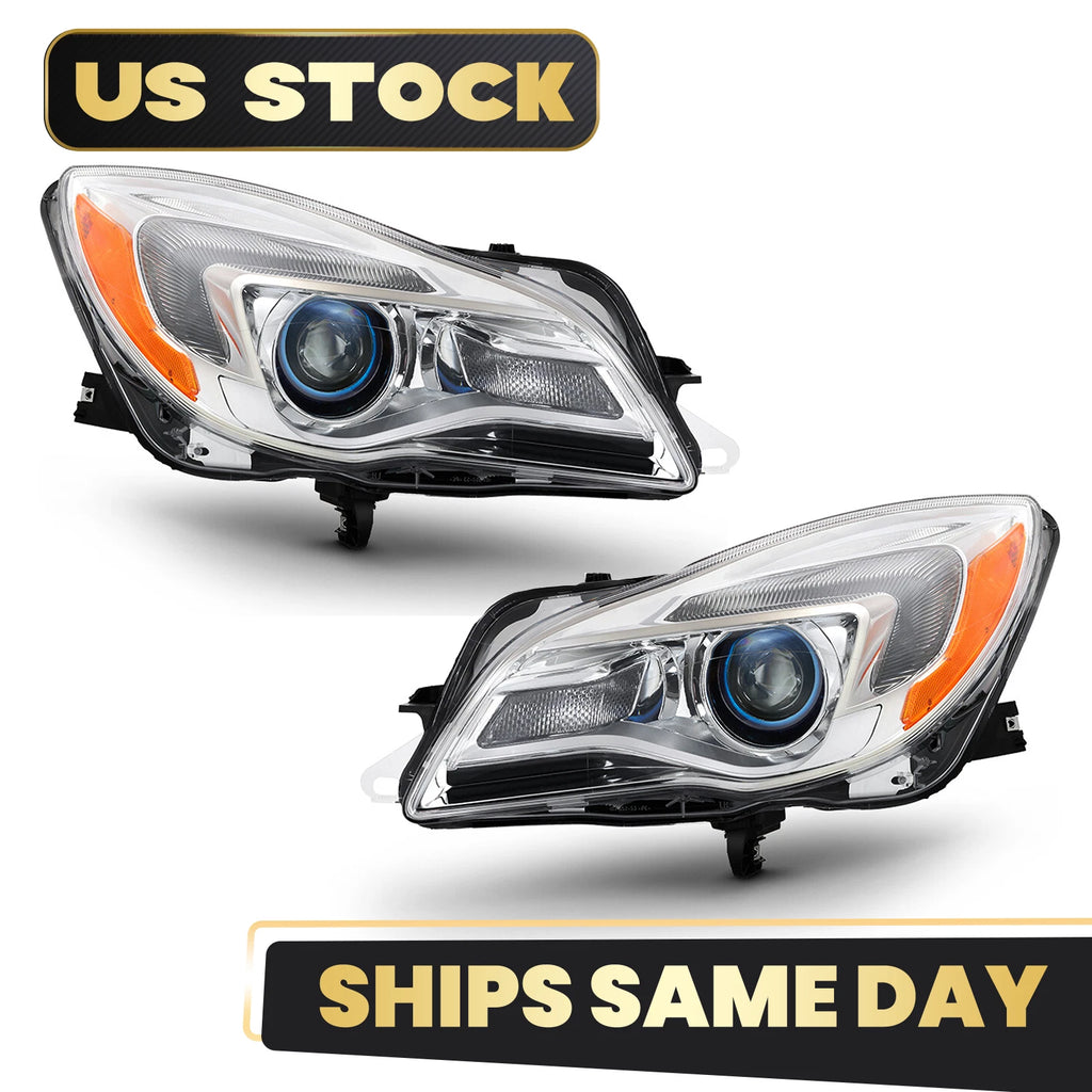 Halogen Headlight Set for Buick Regal (2014–2017) w/Bulb Chrome Left+Right