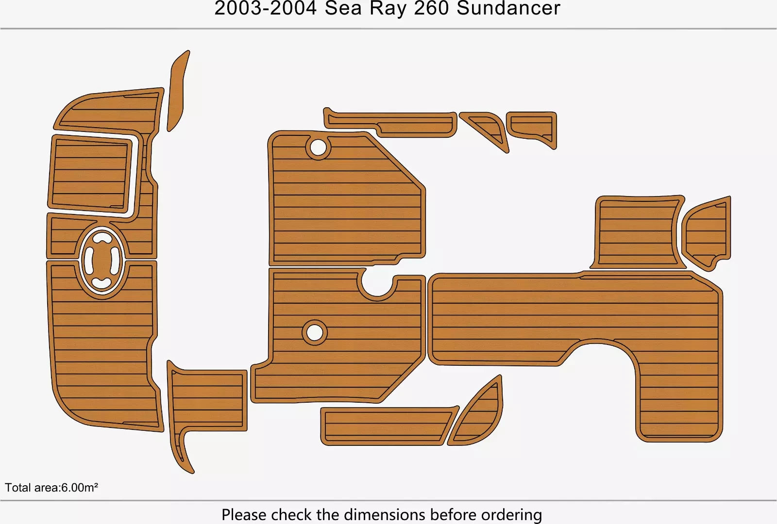 EVA Foam Teak Deck Floor for Sea Ray 260 Sundancer (2004)