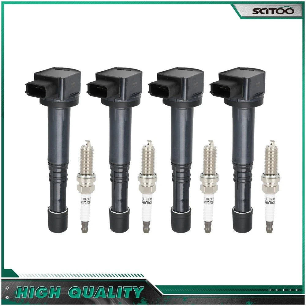 Set of 4 Ignition Coils & Spark Plugs for Honda Accord CR-V Element Civic (2003–2011)