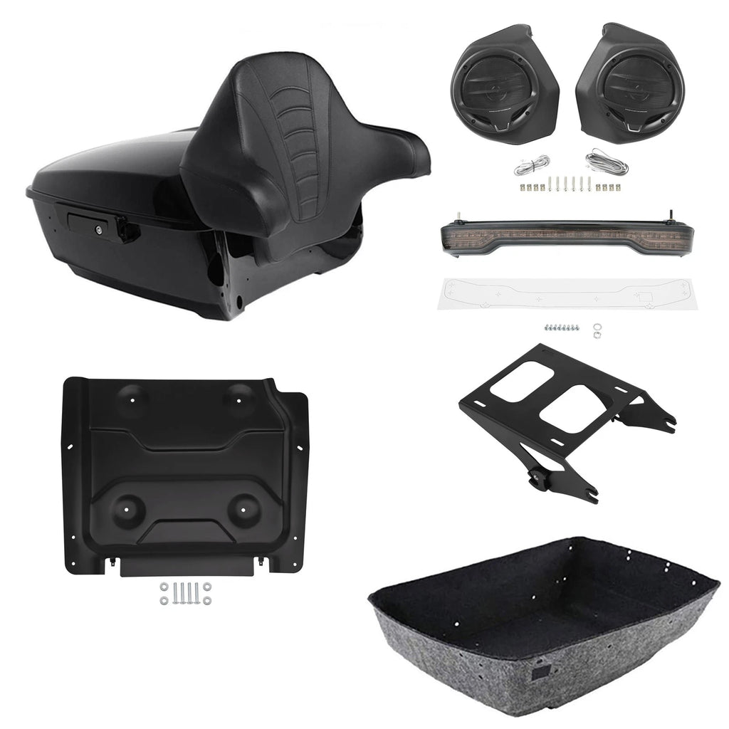 Trunk Backrest Pad Light Speakers Mount Plate for Harley Touring (2014–2026)