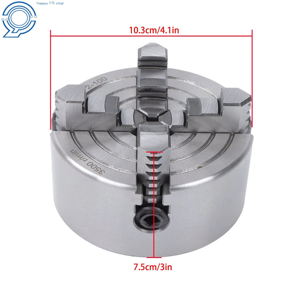 4-Jaw Independent Chuck for Wood Lathe (100mm)