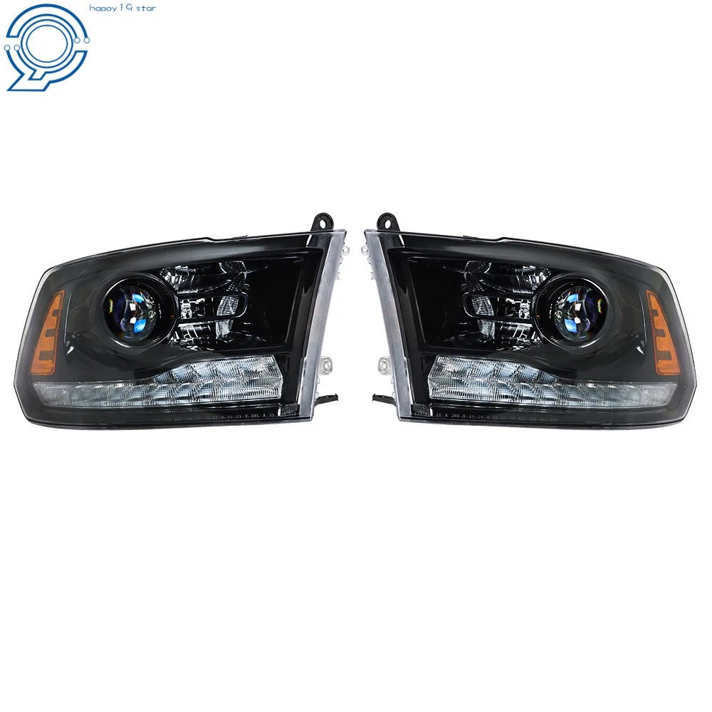 Headlight w/LED DRL for Dodge Ram 1500-3500 (2013–2018) Black Housing Left+Right
