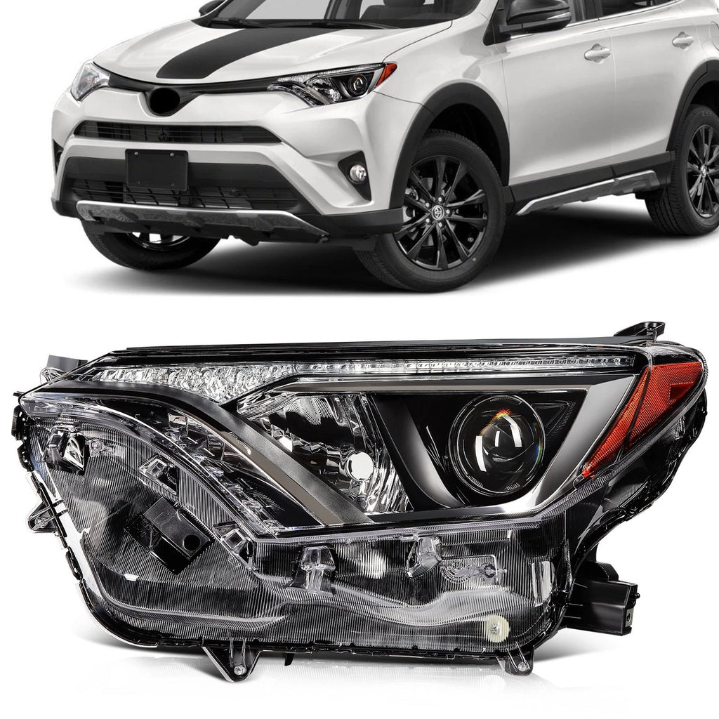 Left Side Headlight Assembly for Toyota RAV4 (2016–2018) Black Housing