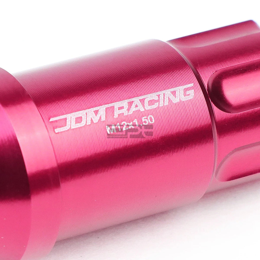 20x Open End M12x1.5 50mm Tall Pink Aluminum Lug Nuts + Lock Key