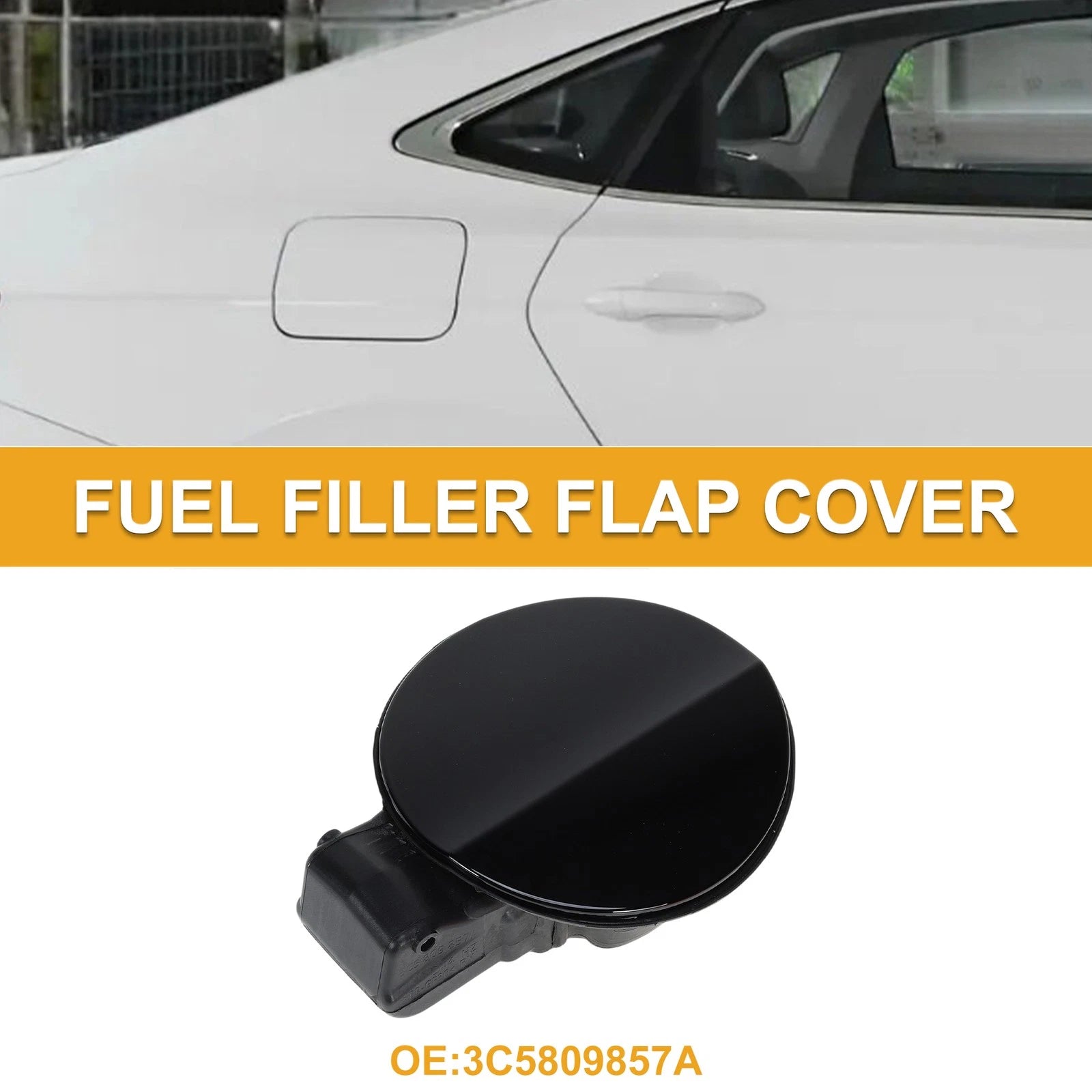 Fuel Tank Door Cap for Volkswagen Passat B6 (2006–2011) Black Cover