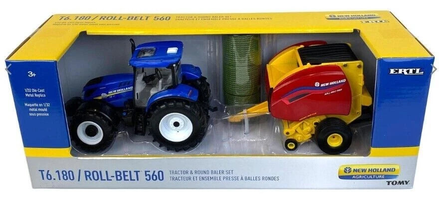 ERTL 1/32 New Holland T6.180 & RB560 Roll Belt Baler