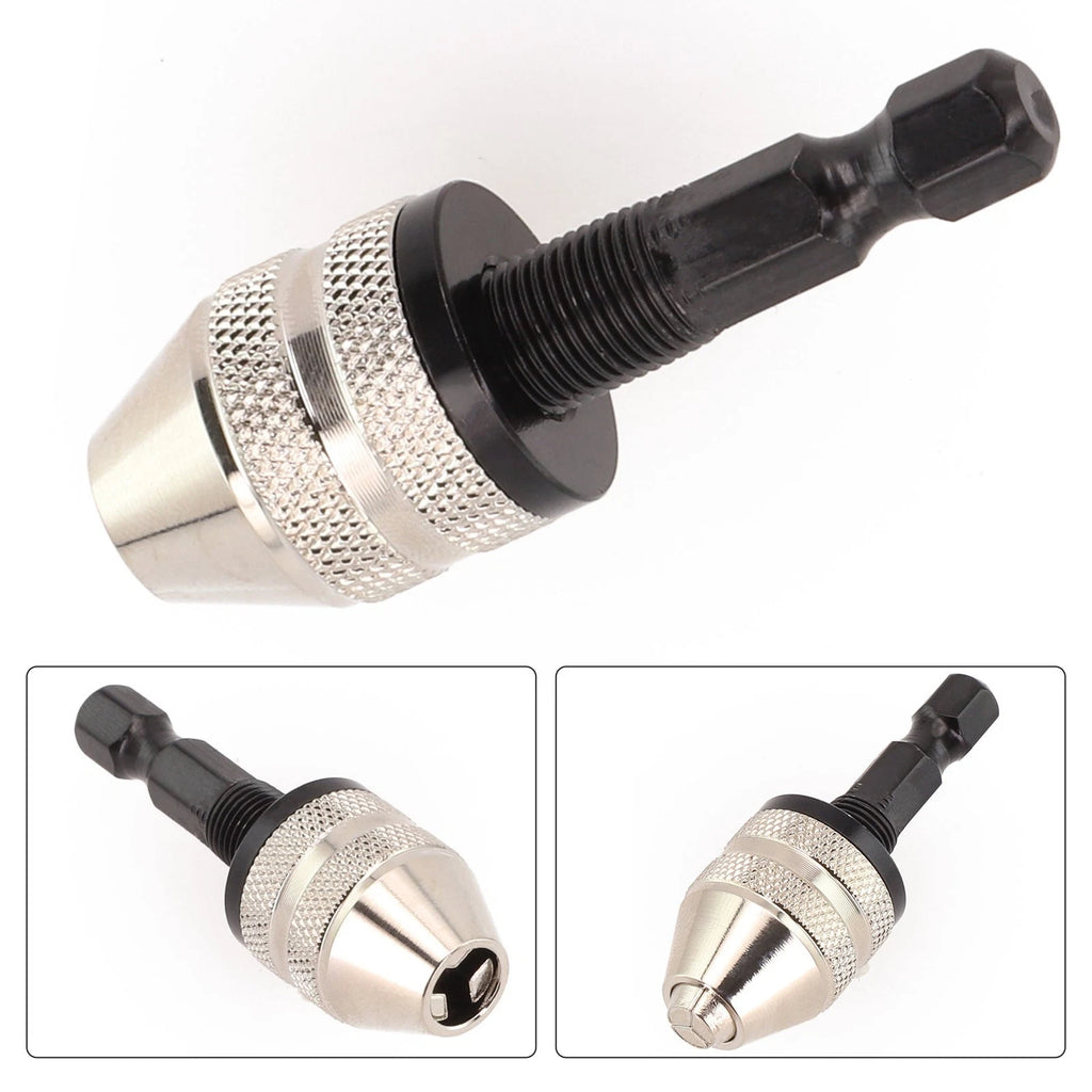 Keyless Chuck Adapter for Quick Drill Bit Changes Hex Shank