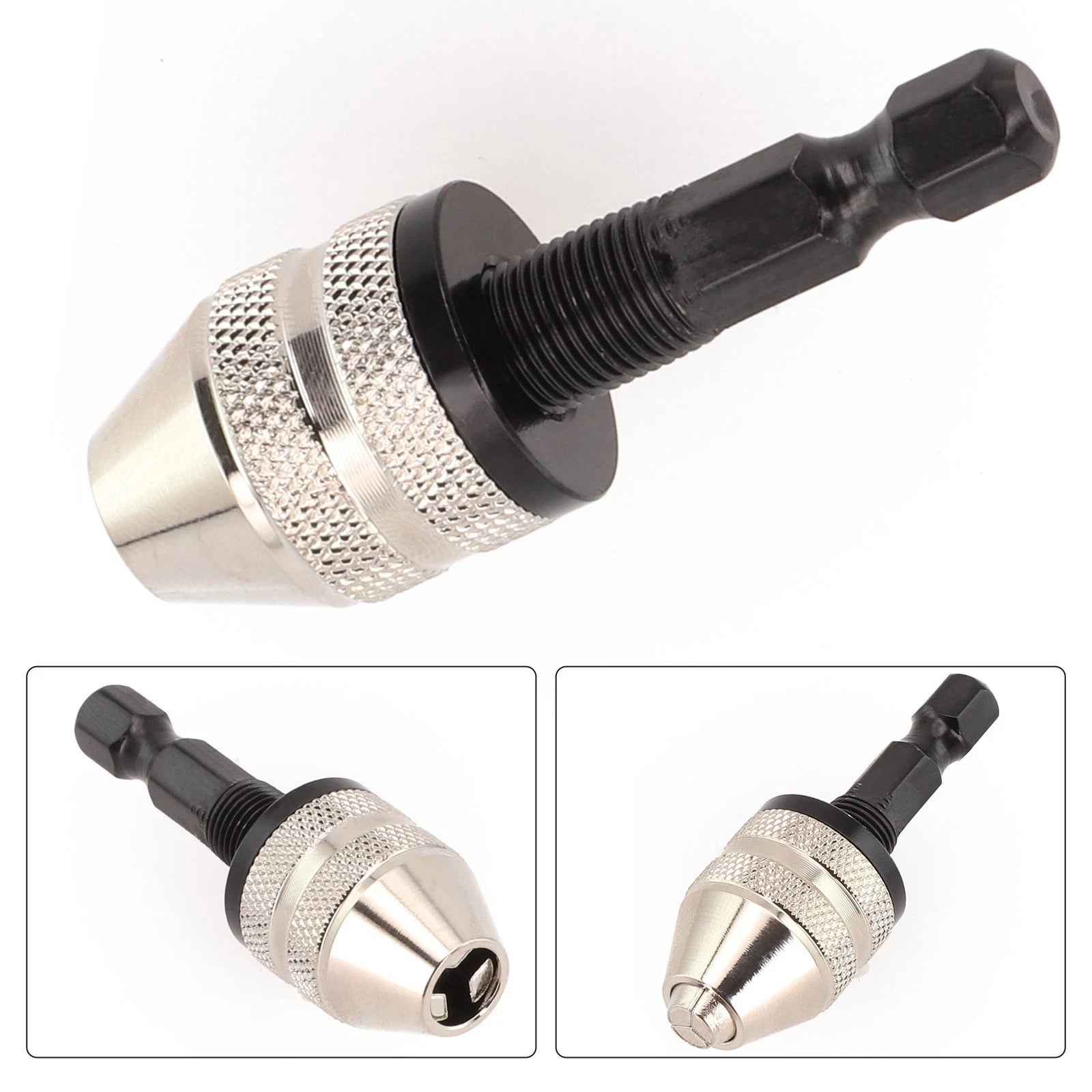 Keyless Chuck Adapter for Quick Drill Bit Changes Hex Shank