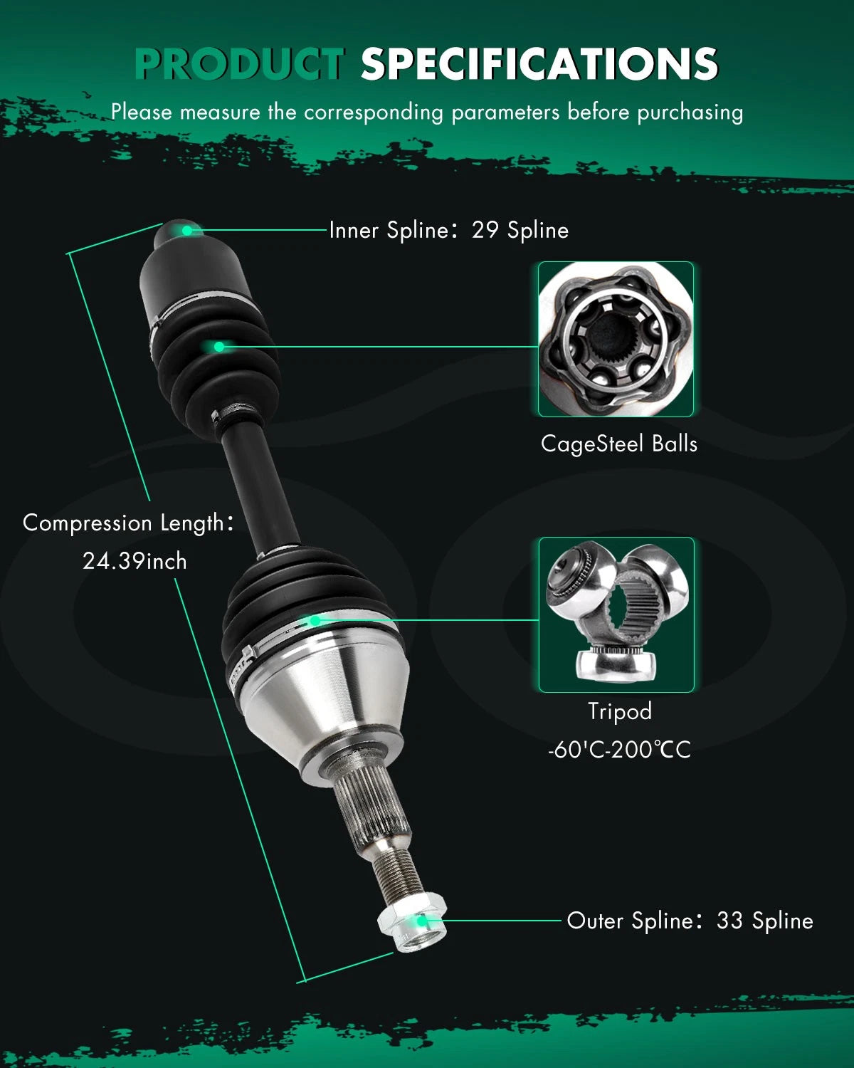CV Axle Assembly for Ram 1500 4WD (2012–2022) Front Left or Right