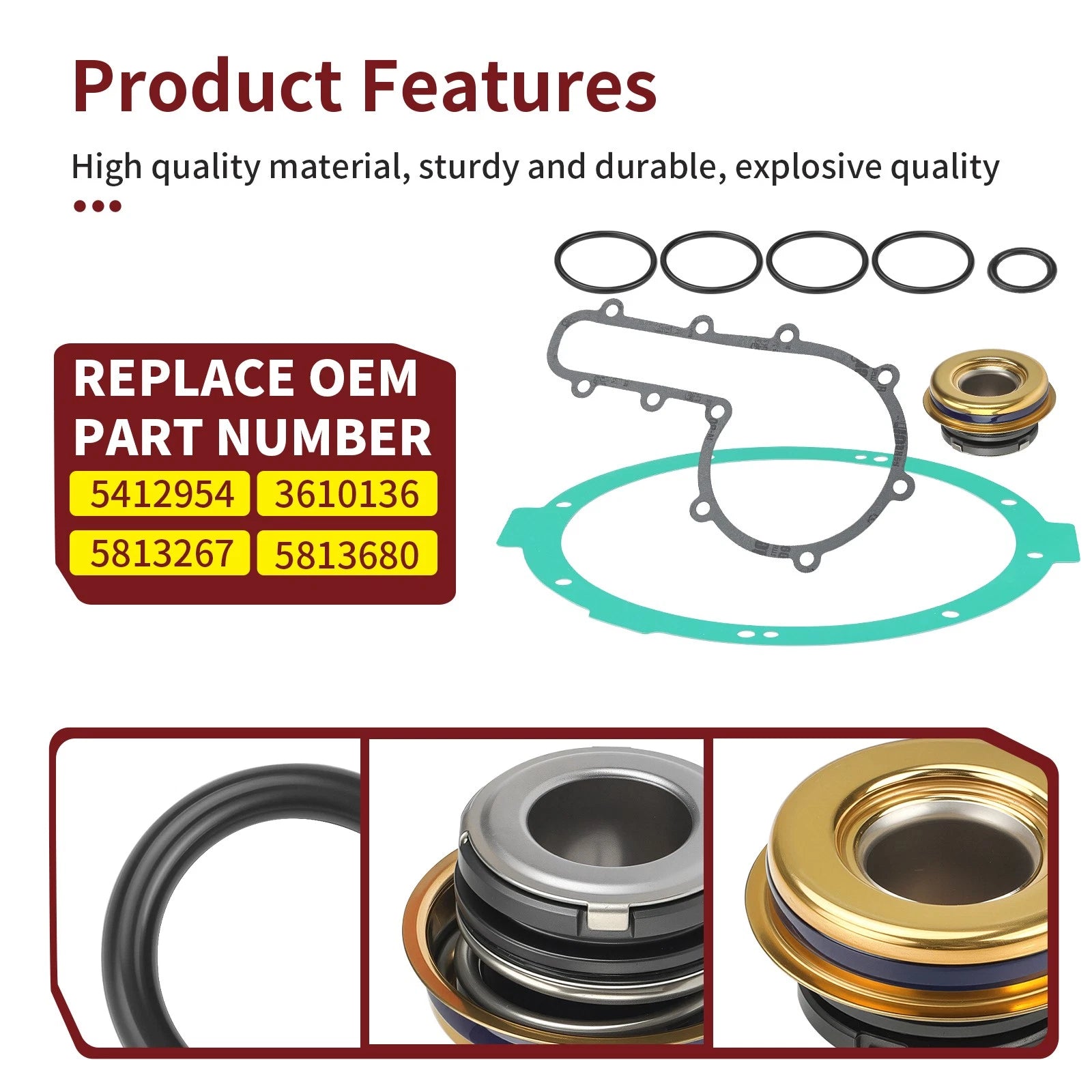 Water Pump Seal Cover Gasket Kit for Polaris Scrambler XP 1000 (2014–2018, 2024–2025)