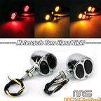 Chrome LED Turn Signal Brake Taillight Set for Harley Honda Cafe Racer