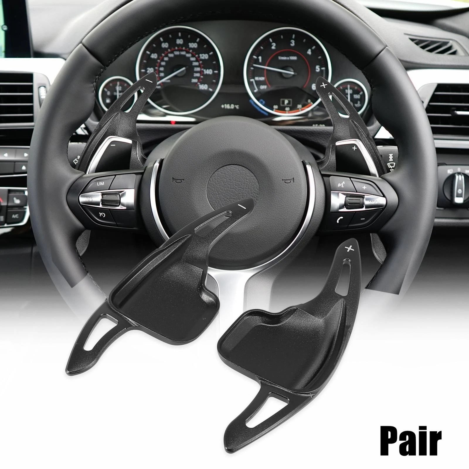 Pair Black Shift Paddle Covers for BMW 435i 220i (2014–2017)