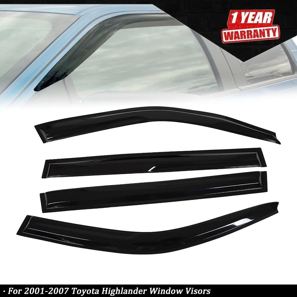 Set of 4 Smoke Window Visors for Toyota Highlander (2001–2007)